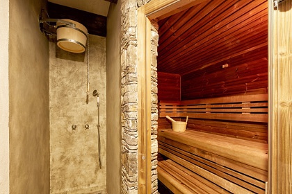 Chalupa Krkonoe - sauna a kachlov kamna