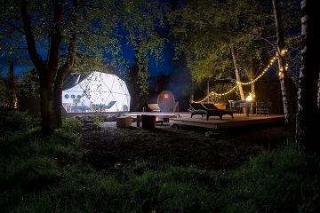 Glamping Mileč - IGLOO - sauna a koupací sud