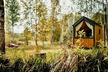 Glamping Lu�ick� hory - Tiny house Pansk� sk�la