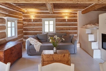 Roubenka pec a koupac� sud - u Jizersk�ch hor a Krkono�