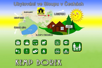 Kemp Borek - Sloup v Čechách - chaty Radvanec